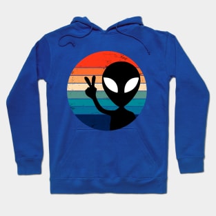 Alien Peace Sign Retro Style Hoodie